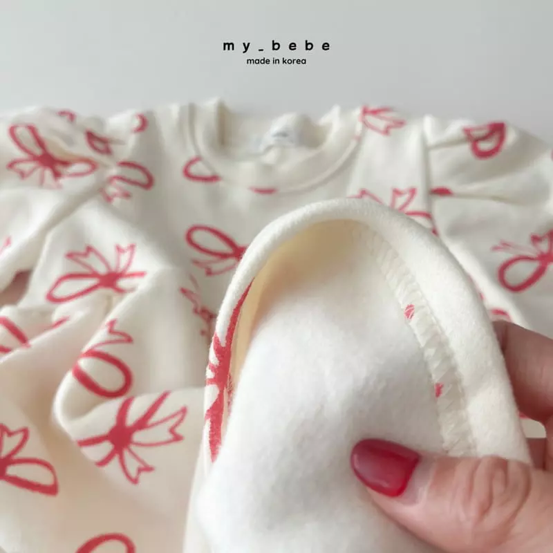 My Bebe - Korean Baby Fashion - #babyfever - Ribbon Apple One-piece - 6