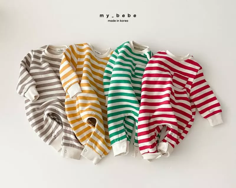 My Bebe - Korean Baby Fashion - #babyfever - Winter Stripes Bodysuit - 5