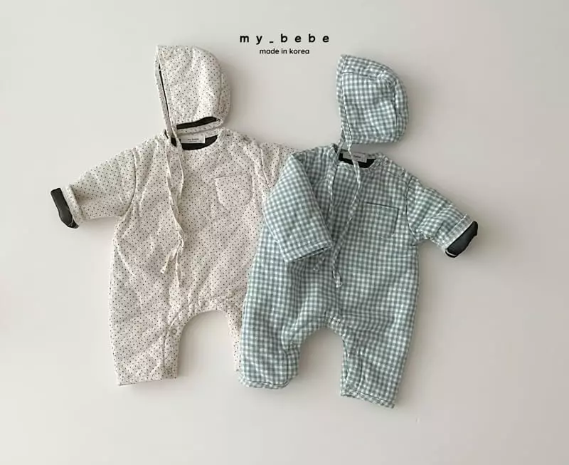 My Bebe - Korean Baby Fashion - #babygirlfashion - Classic Bonding Bodysuit With Bonnet - 5