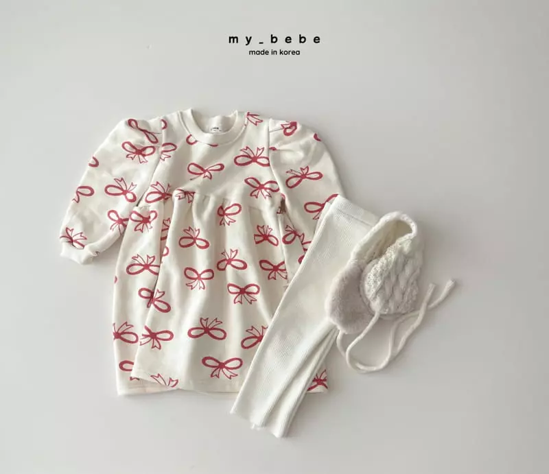 My Bebe - Korean Baby Fashion - #babylifestyle - Ribbon Apple One-piece - 8