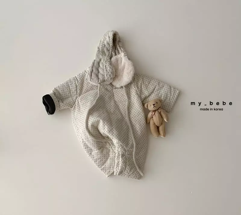 My Bebe - Korean Baby Fashion - #babylifestyle - Classic Bonding Bodysuit With Bonnet - 6