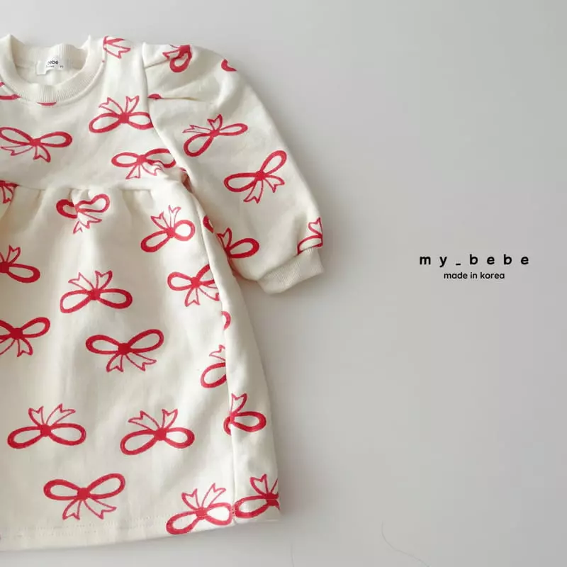 My Bebe - Korean Baby Fashion - #babyoninstagram - Ribbon Apple One-piece - 9