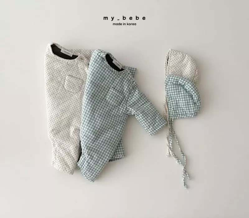 My Bebe - Korean Baby Fashion - #babyoninstagram - Classic Bonding Bodysuit With Bonnet - 7