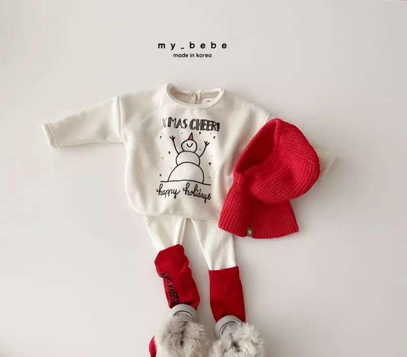 My Bebe - Korean Baby Fashion - #babyoutfit - Snowman Piping Tee