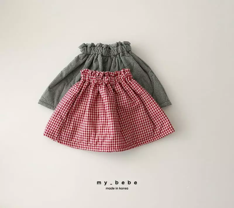 My Bebe - Korean Baby Fashion - #onlinebabyboutique - Check Bonding Skirt