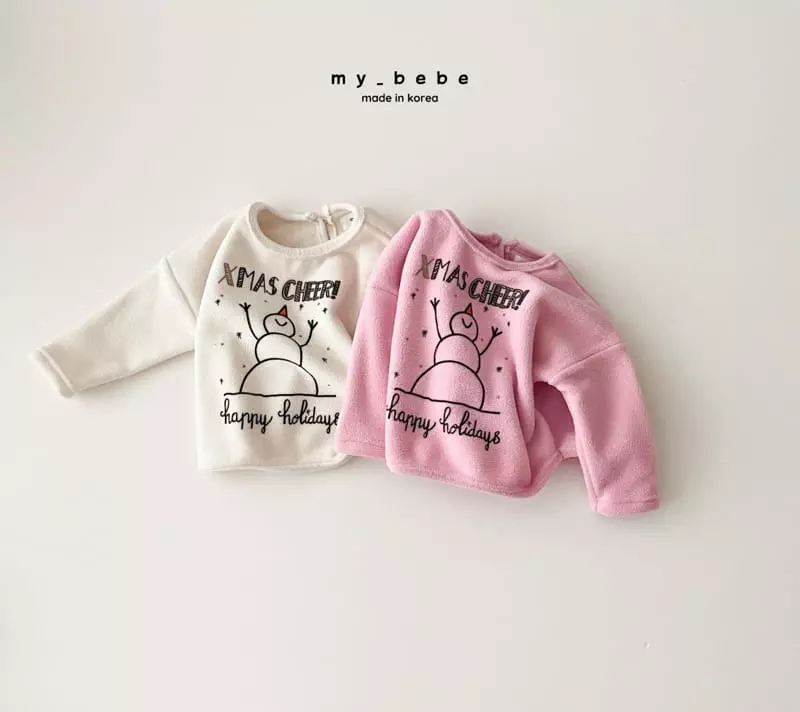 My Bebe - Korean Baby Fashion - #onlinebabyboutique - Snowman Piping Tee - 4
