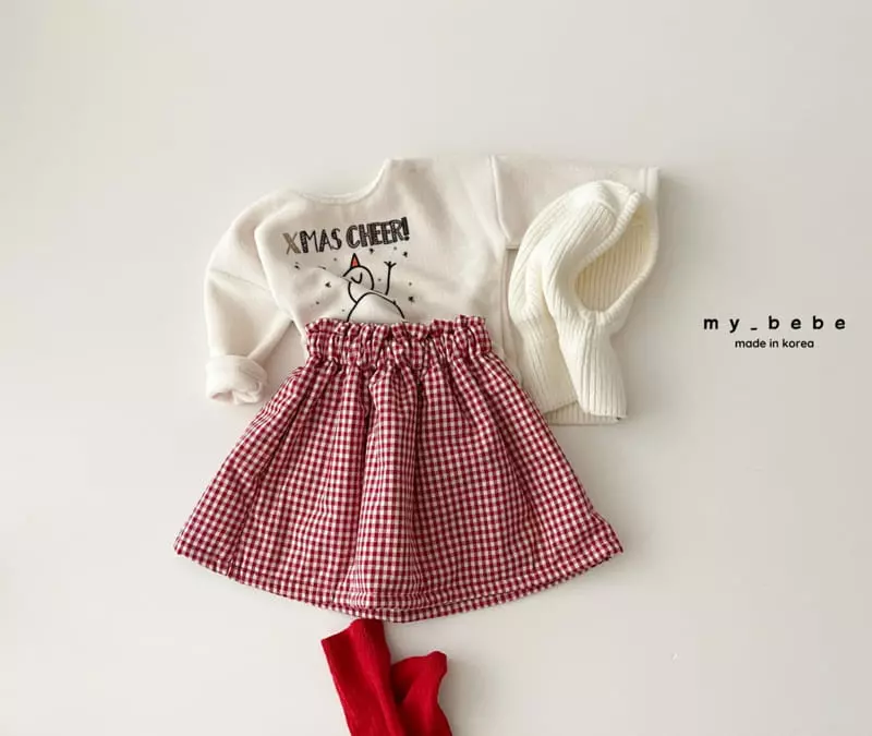 My Bebe - Korean Baby Fashion - #onlinebabyshop - Check Bonding Skirt - 2