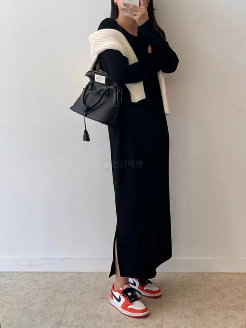Nan - Korean Women Fashion - #womensfashion - Easy Long Sleeves One-piece
