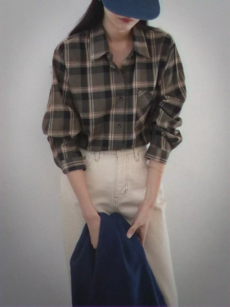 Nan - Korean Women Fashion - #womensfashion - Double Rin Check Shirt - 5