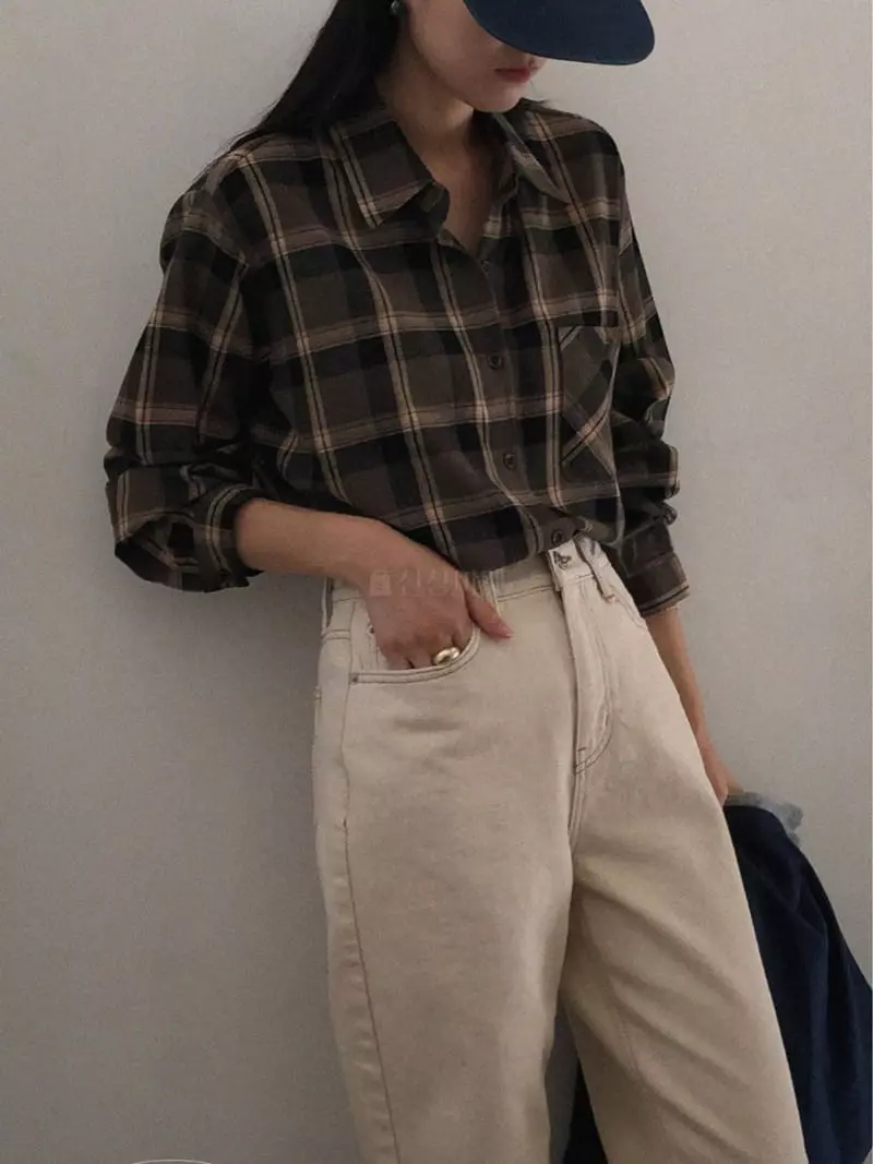 Nan - Korean Women Fashion - #womensfashion - Double Rin Check Shirt - 7