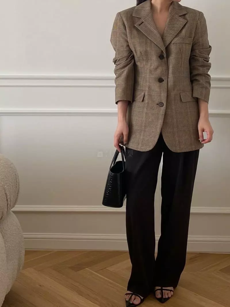 Nave - Korean Women Fashion - #momslook - Check Jacket - 9