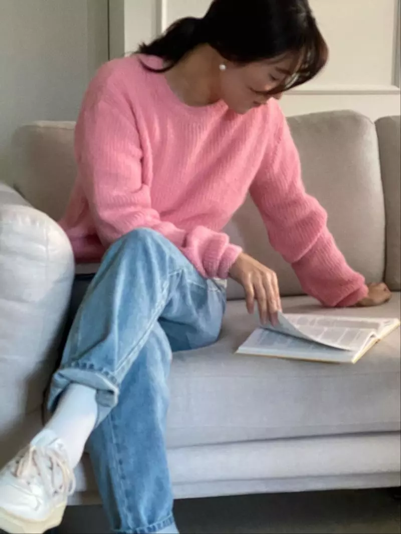 Nave - Korean Women Fashion - #momslook - Pastel Knit Tee - 4