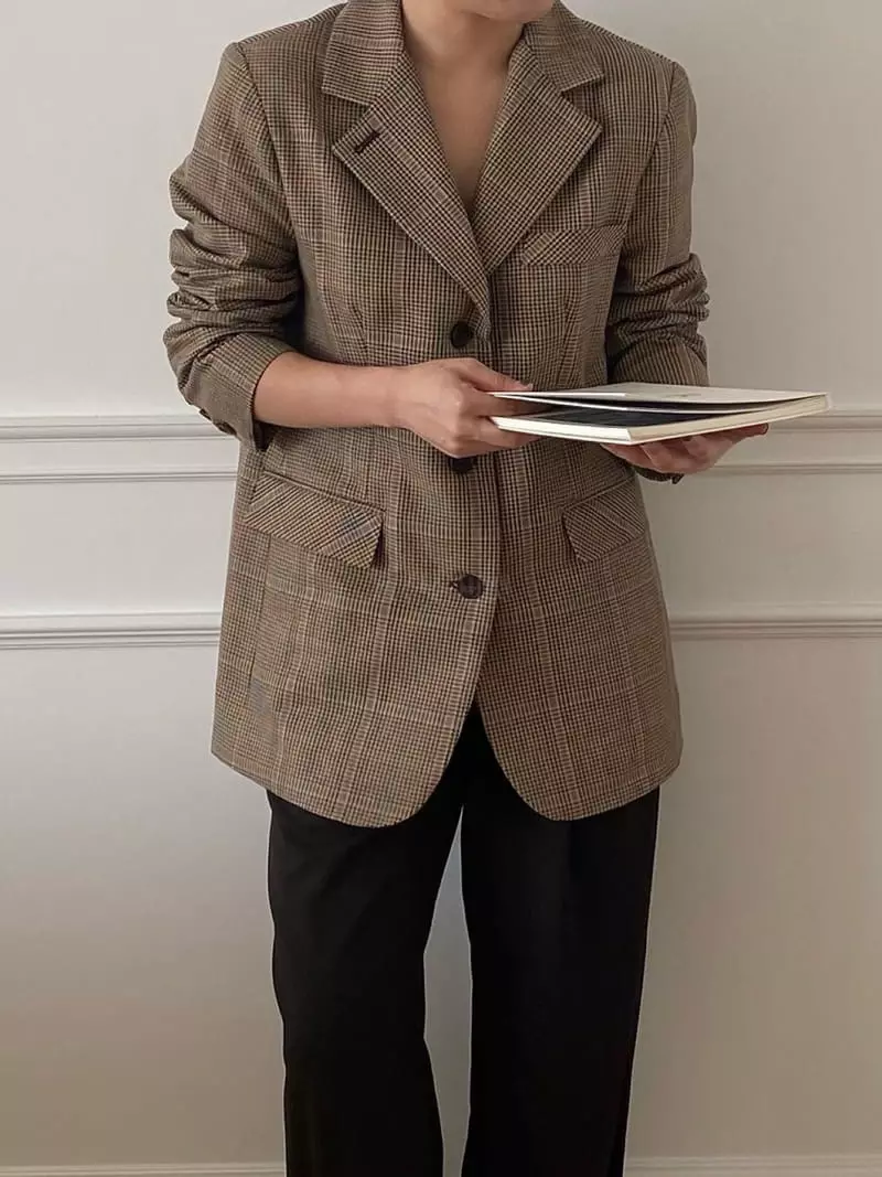 Nave - Korean Women Fashion - #womensfashion - Check Jacket - 7