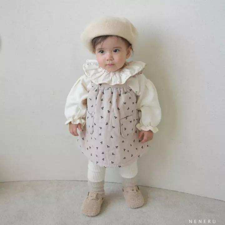 Neneru - Korean Baby Fashion - #babyboutique - Cherry Frill Dungarees One-piece - 5