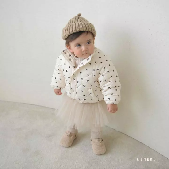 Neneru - Korean Baby Fashion - #babygirlfashion - Bebe winter Cherry Padding Jacket - 2