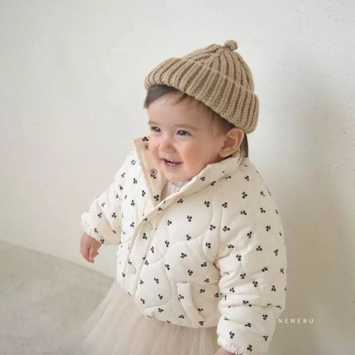 Neneru - Korean Baby Fashion - #babylifestyle - Bebe winter Cherry Padding Jacket - 3