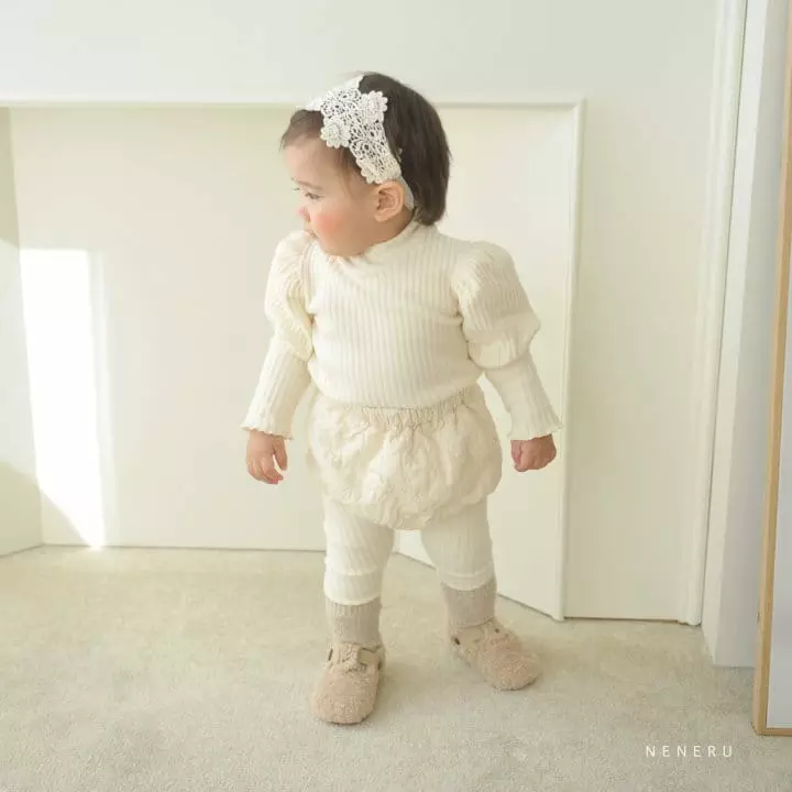 Neneru - Korean Baby Fashion - #babyoutfit - Bebe Puff Rib Tee - 2