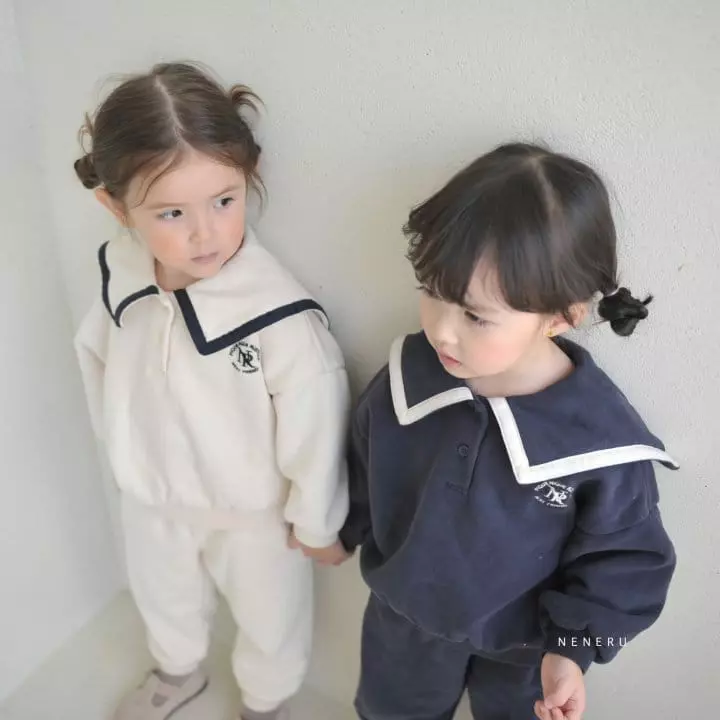 Neneru - Korean Baby Fashion - #babyoutfit - Bebe French Collar Top Bottom Set - 3