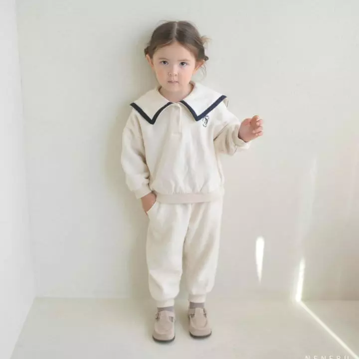 Neneru - Korean Baby Fashion - #onlinebabyboutique - Bebe French Collar Top Bottom Set - 5