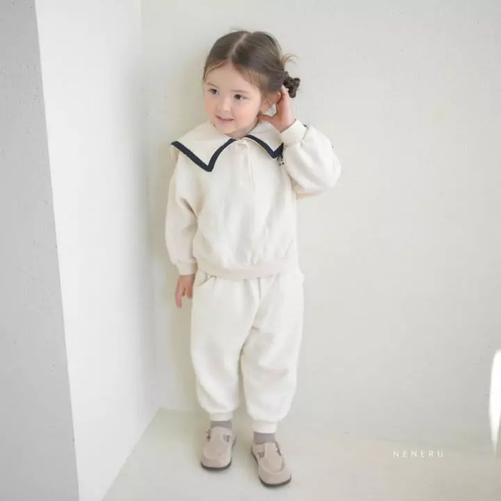 Neneru - Korean Baby Fashion - #onlinebabyshop - Bebe French Collar Top Bottom Set - 6