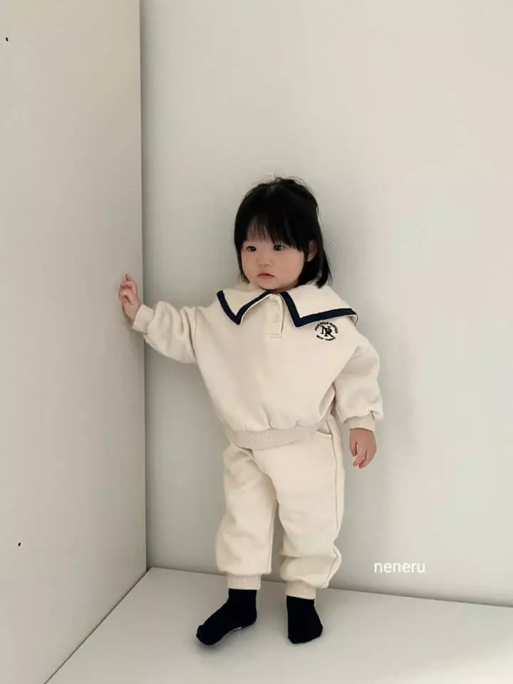 Neneru - Korean Children Fashion - #minifashionista - Kid French Collar Top Bottom Set - 3