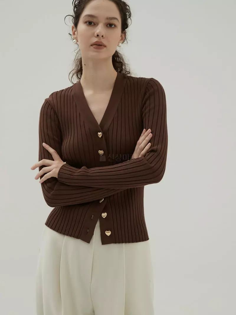 Neroli36 - Korean Women Fashion - #momslook - Heart Button Cardigan