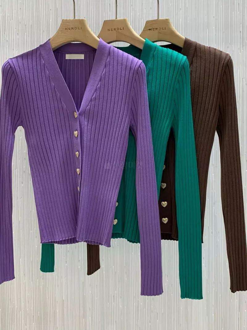 Neroli36 - Korean Women Fashion - #momslook - Heart Button Cardigan - 7