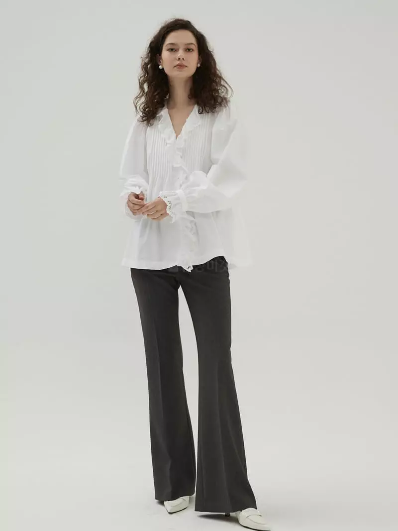 Neroli36 - Korean Women Fashion - #womensfashion - Pintuck Frill Blouse - 4