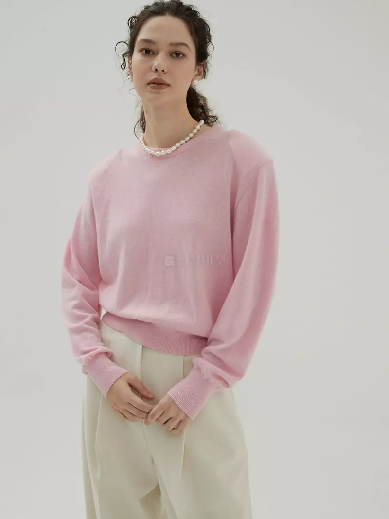 Neroli36 - Korean Women Fashion - #momslook - Cash Pad Round Knit Tee - 2