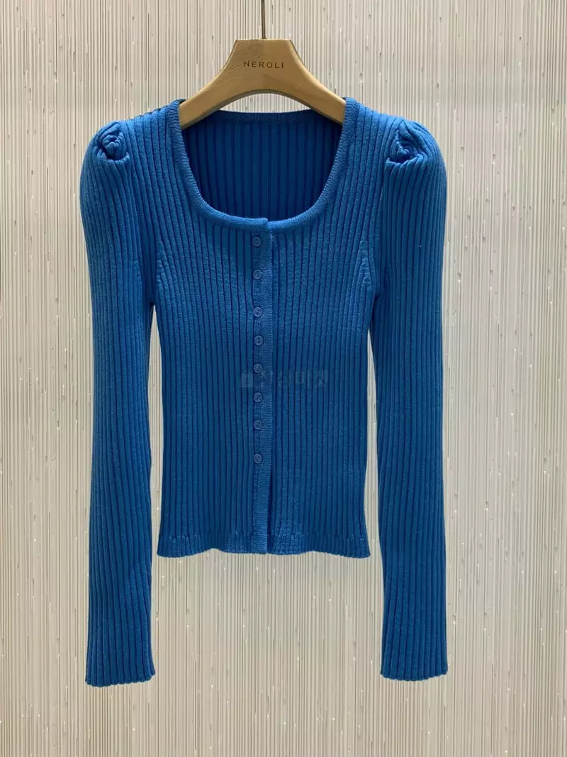 Neroli36 - Korean Women Fashion - #vintagekidsstyle - Square Puff Cardigan - 8