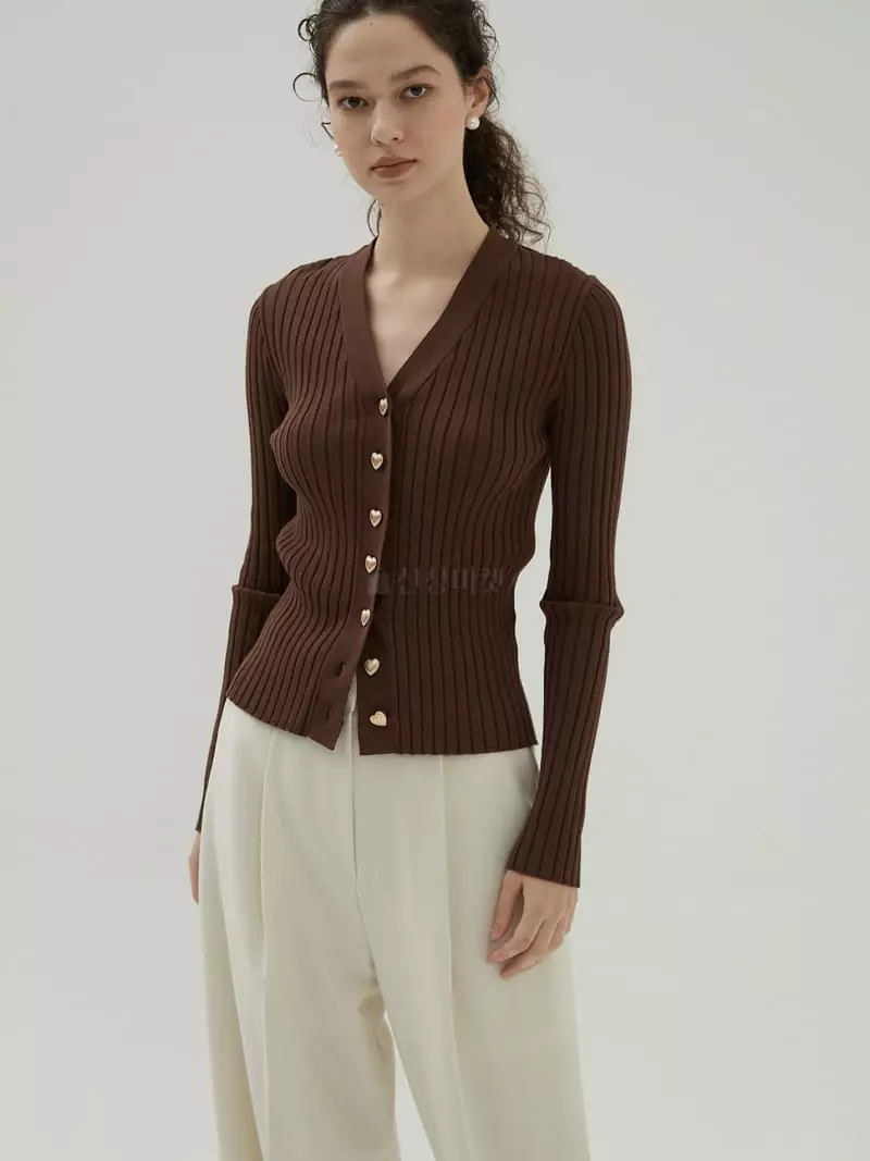 Neroli36 - Korean Women Fashion - #womensfashion - Heart Button Cardigan - 2
