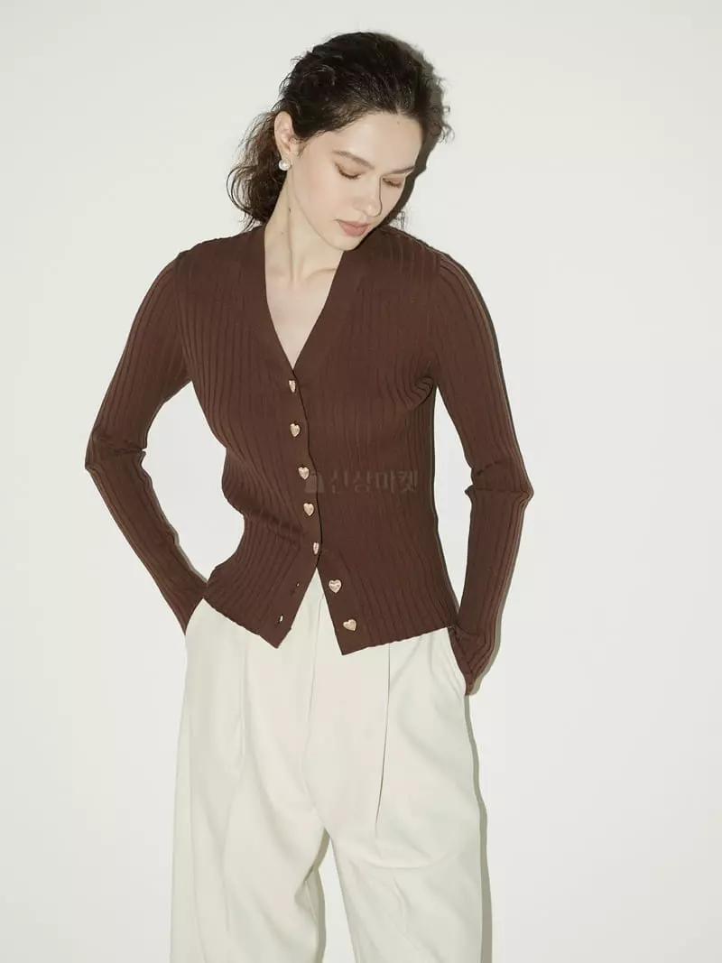 Neroli36 - Korean Women Fashion - #momslook - Heart Button Cardigan - 4