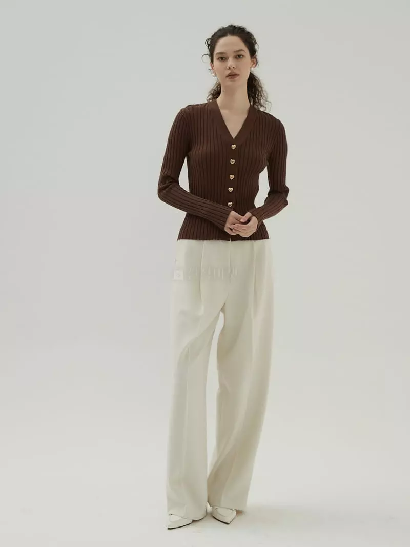 Neroli36 - Korean Women Fashion - #womensfashion - Heart Button Cardigan - 6