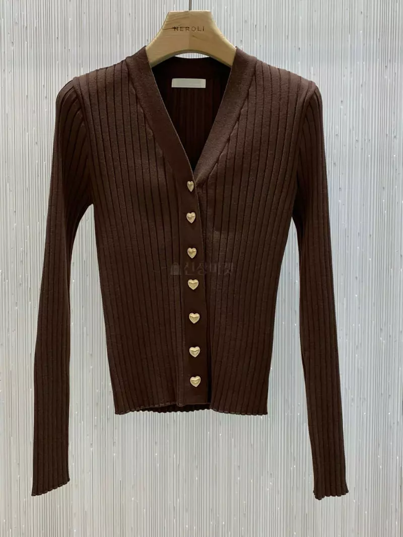 Neroli36 - Korean Women Fashion - #womensfashion - Heart Button Cardigan - 8