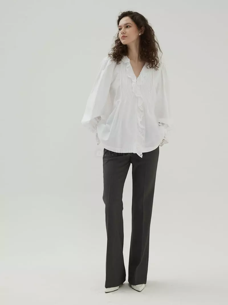 Neroli36 - Korean Women Fashion - #womensfashion - Pintuck Frill Blouse - 5