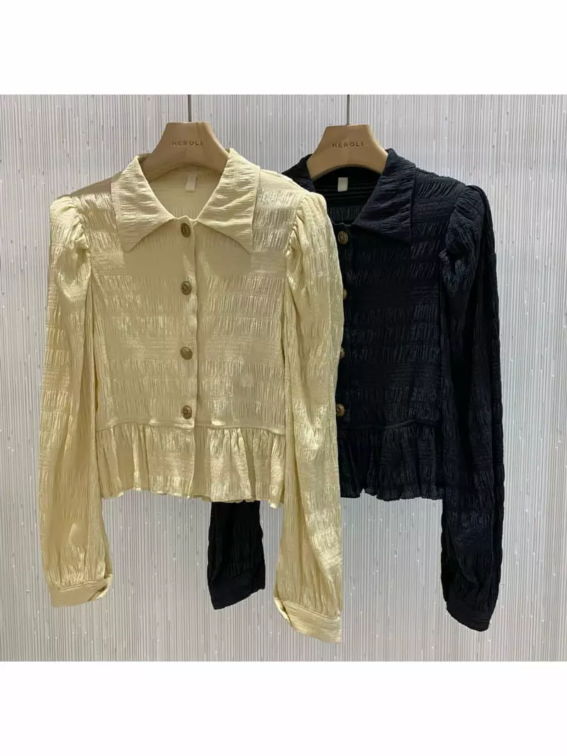 Neroli36 - Korean Women Fashion - #womensfashion - Legina Wrinkle Blouse - 6
