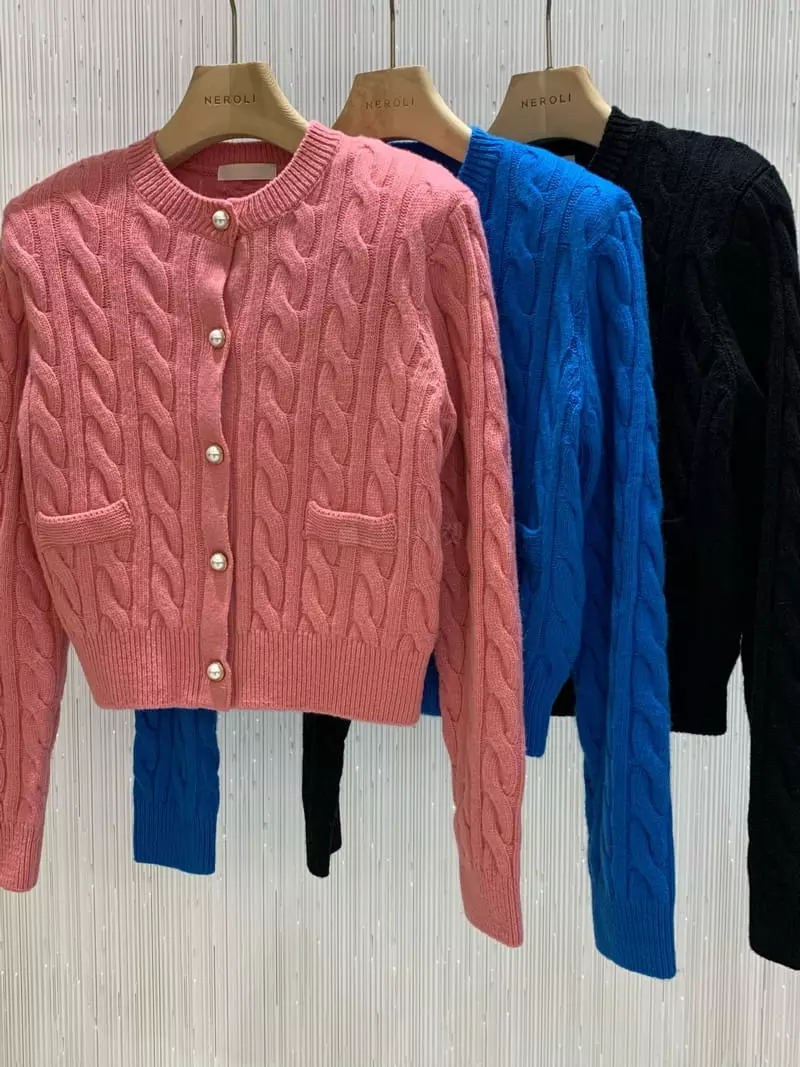 Neroli36 - Korean Women Fashion - #womensfashion - Twist Button Cardigan - 6