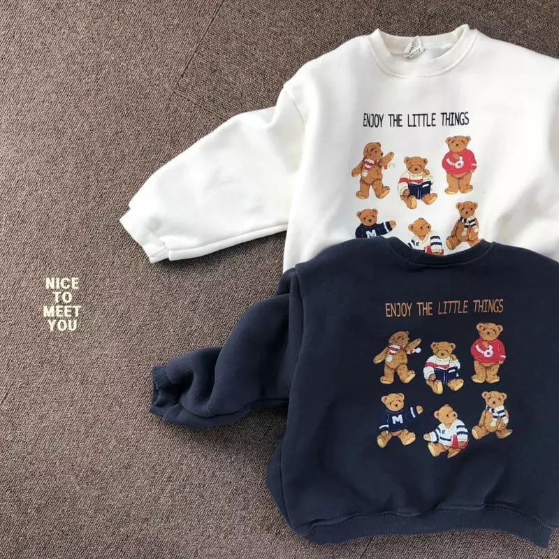 Nice To Meet You - Korean Children Fashion - #kidsshorts - Joy Bear Sweatshirt - 7