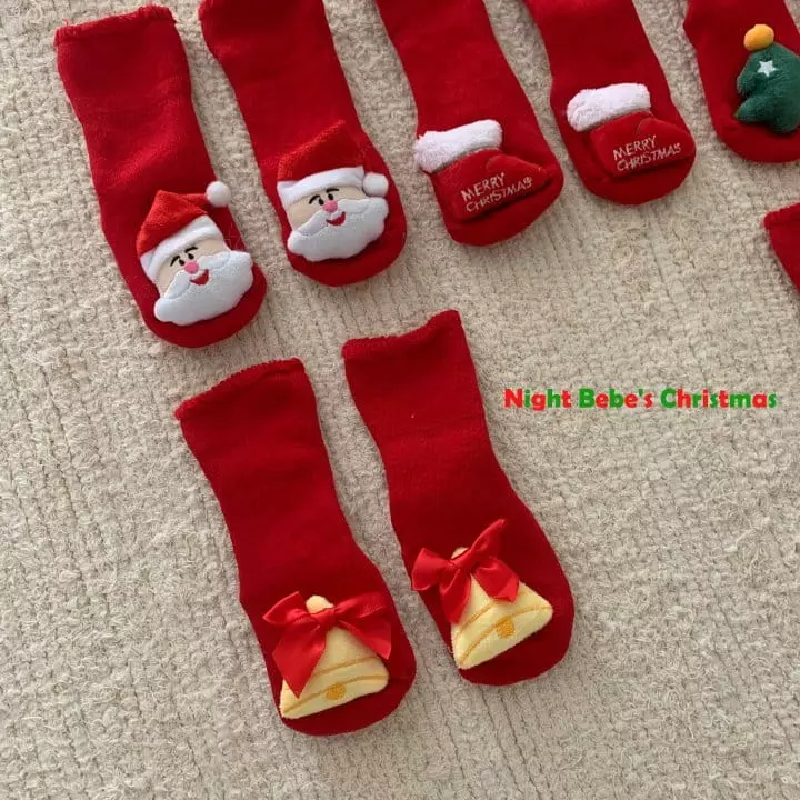 Night Bebe - Korean Baby Fashion - #babyoninstagram - Bebe Merry Christmas Socks - 9