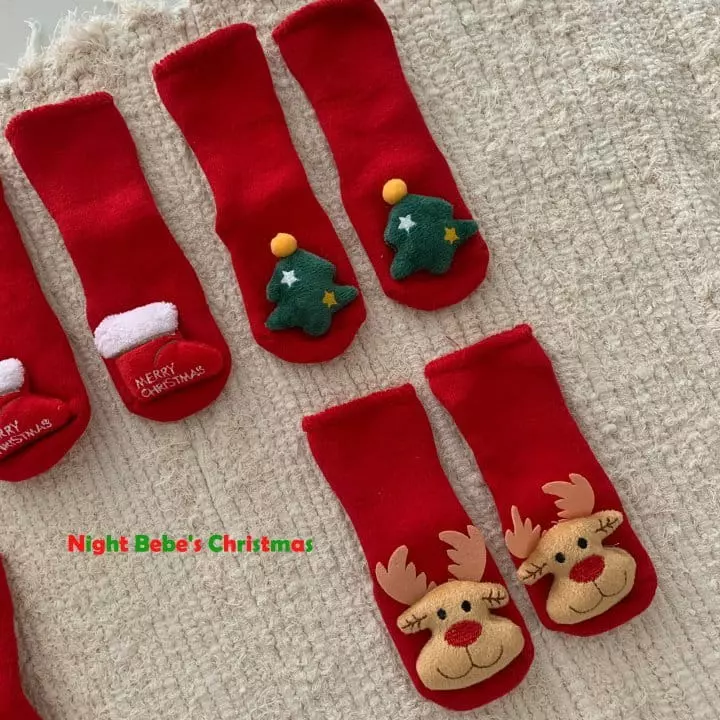 Night Bebe - Korean Baby Fashion - #babyootd - Bebe Merry Christmas Socks - 10