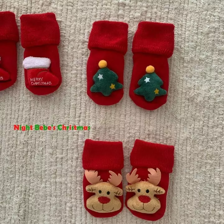 Night Bebe - Korean Baby Fashion - #babyoutfit - Bebe Merry Christmas Socks - 11