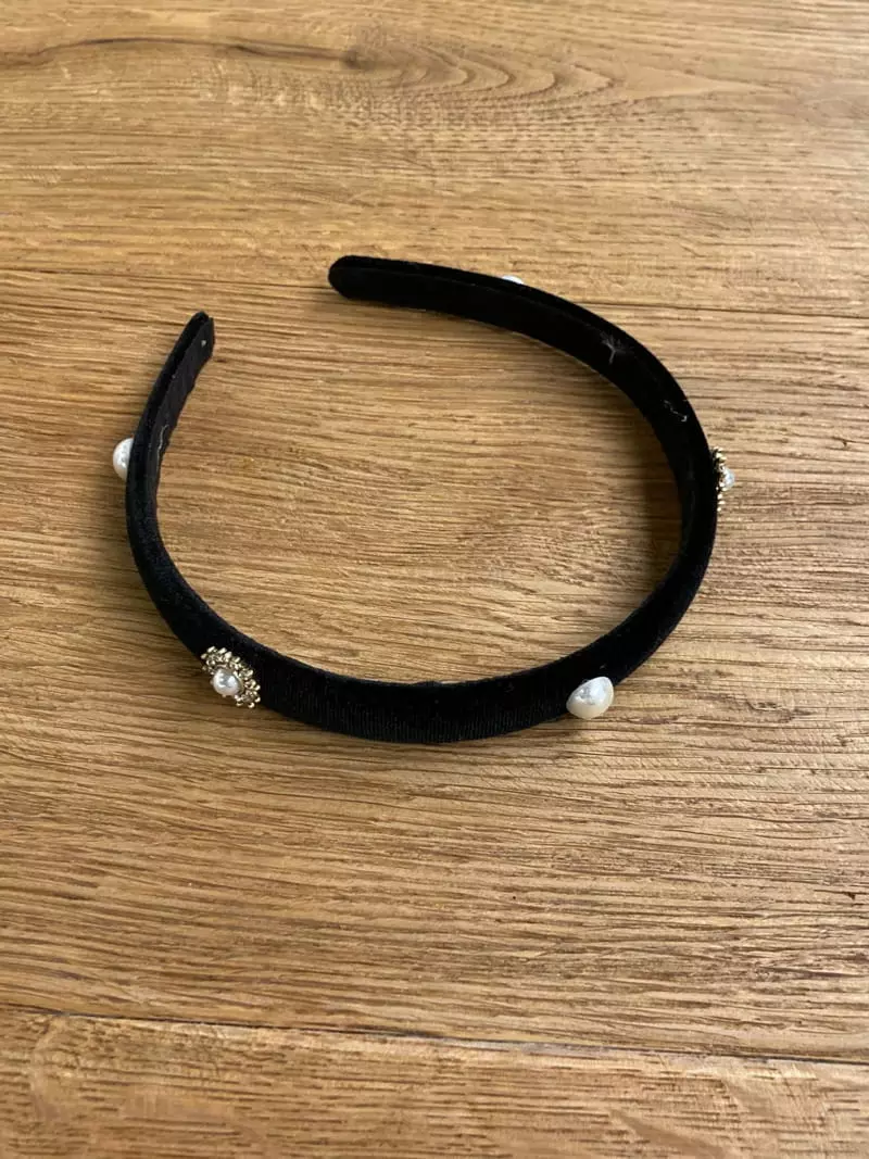 Nouveau - Korean Women Fashion - #pursuepretty - Pearl Small Velvet Hairband - 4
