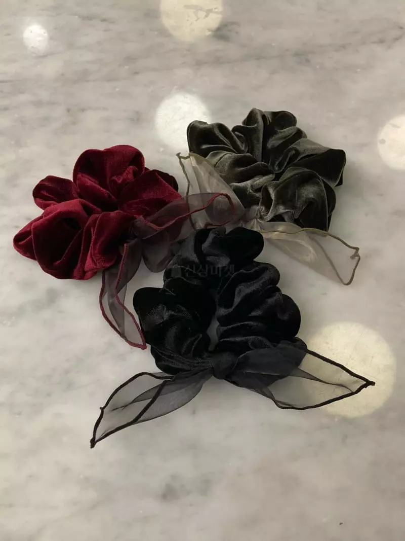 Nouveau - Korean Women Fashion - #romanticstyle - Organdi Ribbon Velvet Hairband - 4