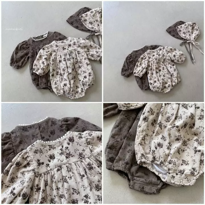 Nunubiel - Korean Baby Fashion - #babyclothing - Bebe Risian Romper Bonnet Set - 2