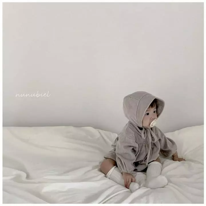 Nunubiel - Korean Baby Fashion - #babyfashion - Bebe Gray Romper Bonnet Set - 9