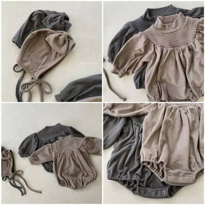 Nunubiel - Korean Baby Fashion - #babyoninstagram - Bebe Amy Romper Bonnet Set - 2