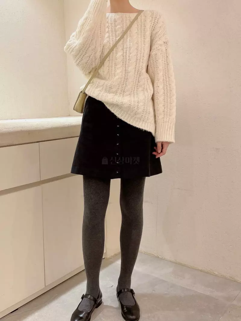 Odor - Korean Women Fashion - #momslook - Loose Cable Knit Tee - 3