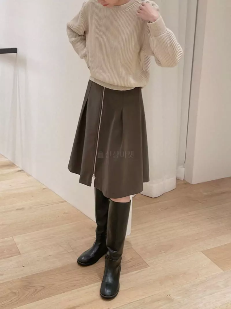 Odor - Korean Women Fashion - #momslook - London Zipper Skirt - 3