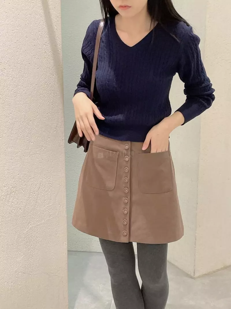 Odor - Korean Women Fashion - #shopsmall - Twill Mini Skirt - 3