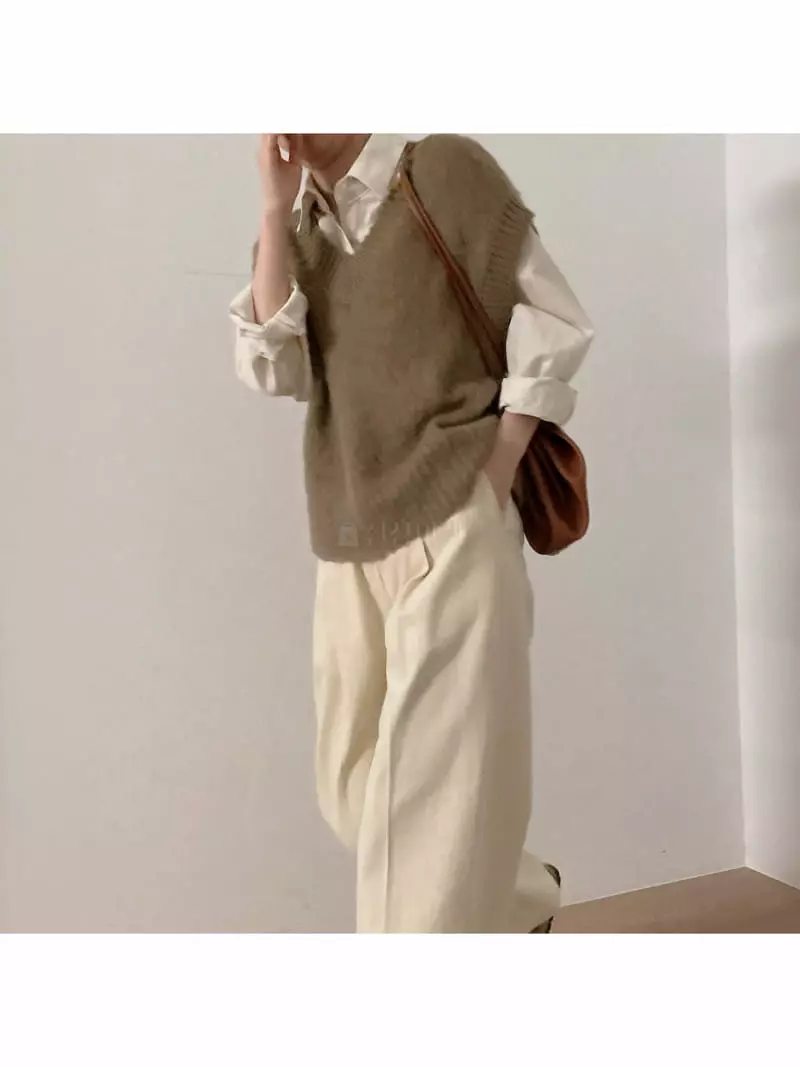 Odor - Korean Women Fashion - #womensfashion - Latte Knit Vest - 2